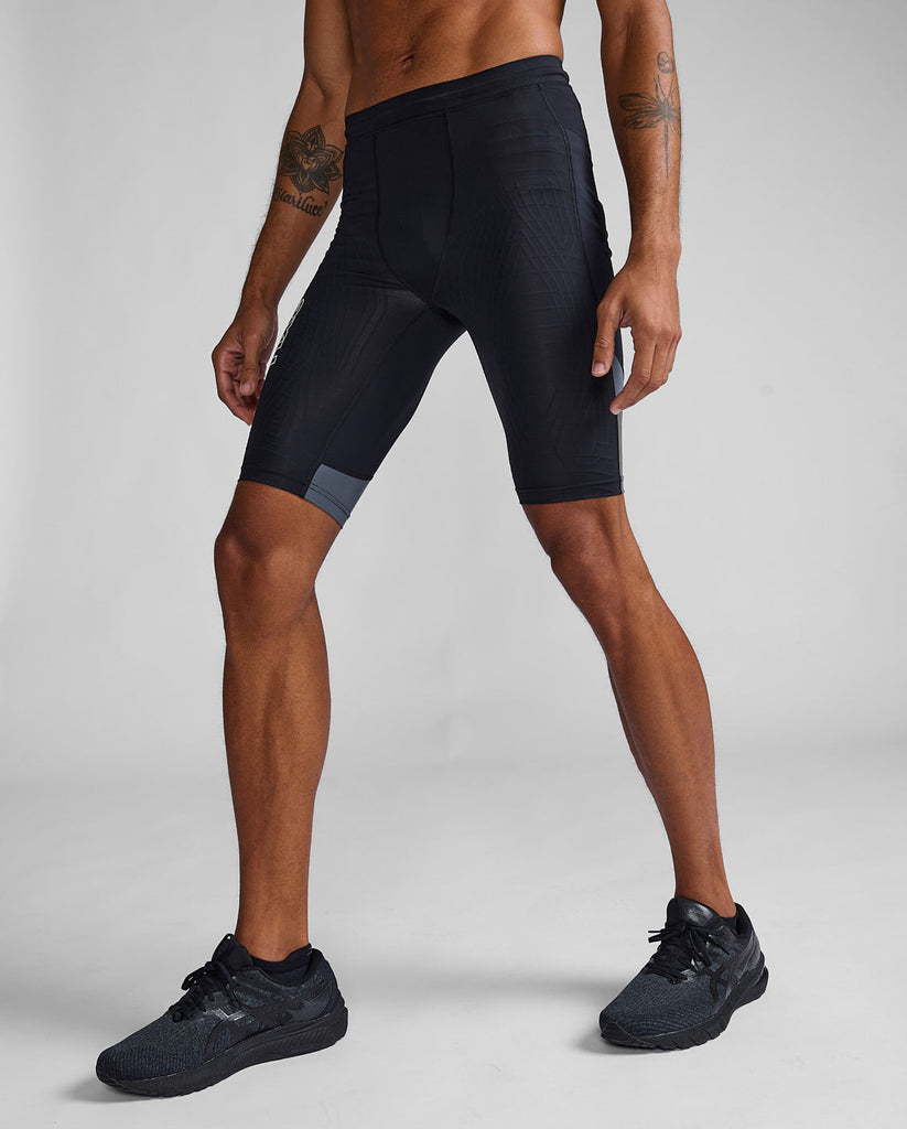 2XU Light Speed React Cycling Compression Shorts-Black/White Reflective MA7050B
