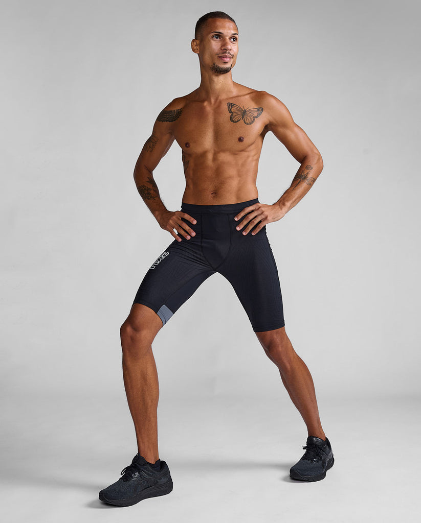 2XU Light Speed React Cycling Compression Shorts-Black/White Reflective MA7050B