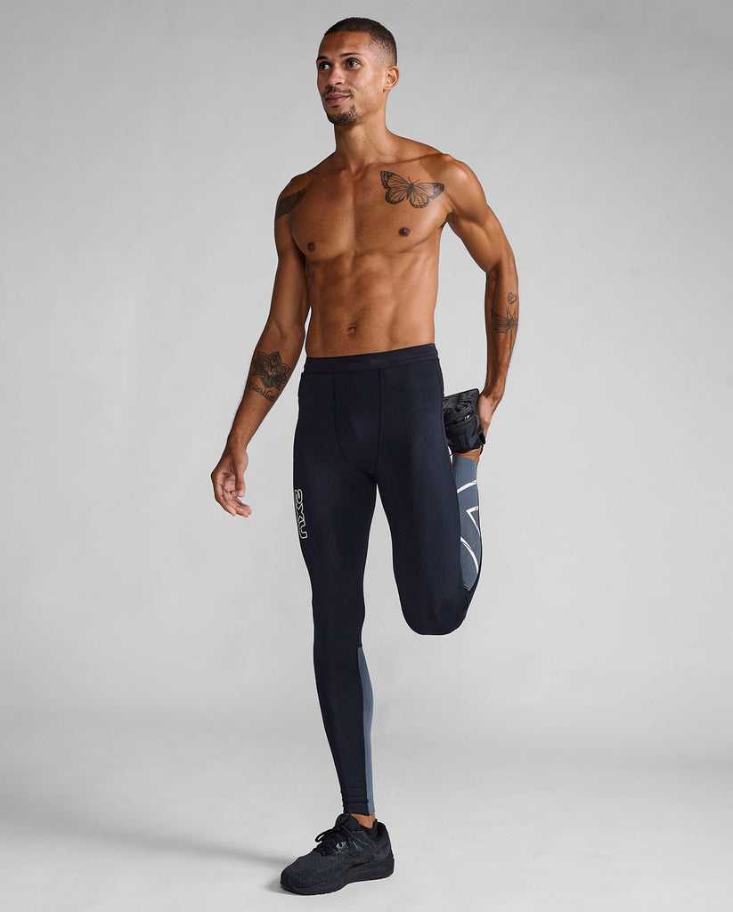 2XU Light Speed React Comp Tights-Black/White Reflective MA7049B
