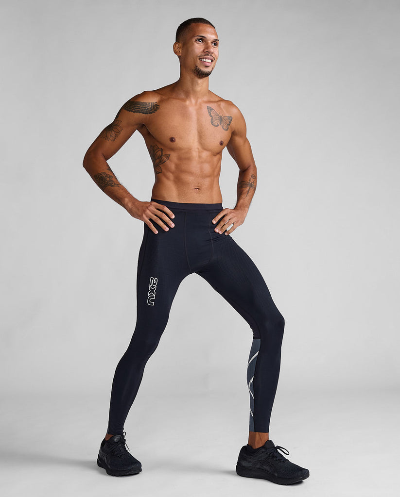 2XU Light Speed React Comp Tights-Black/White Reflective MA7049B