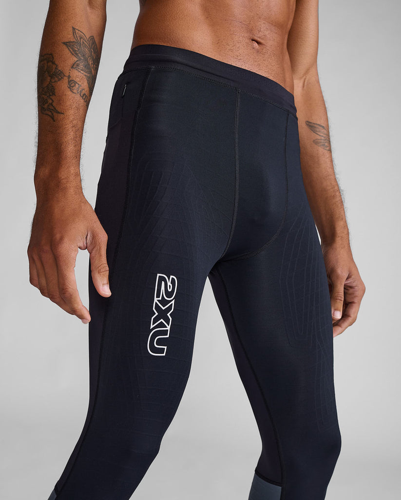 2XU Light Speed React Comp Tights-Black/White Reflective MA7049B