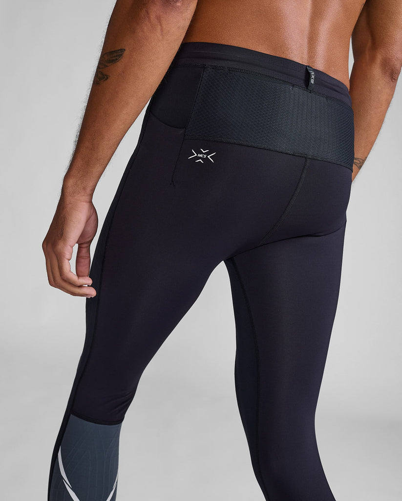 2XU Light Speed React Comp Tights-Black/White Reflective MA7049B