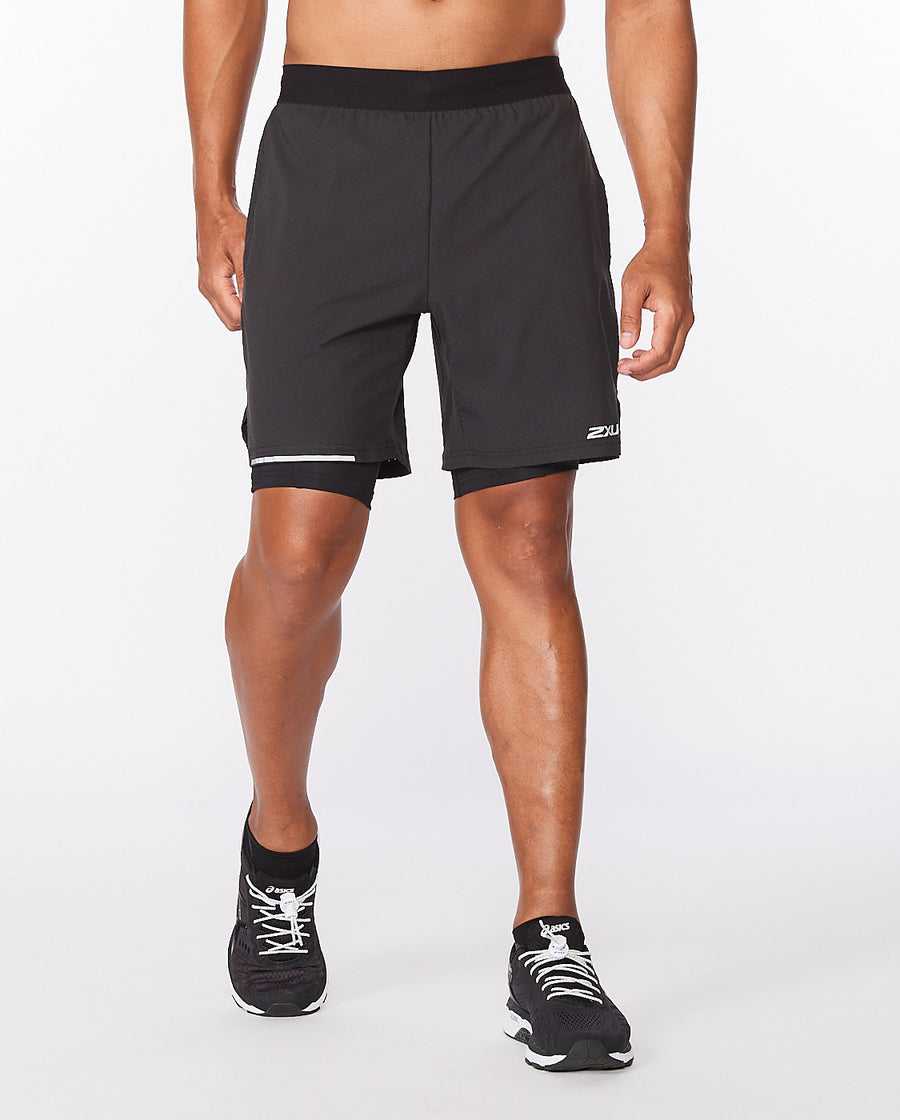 2XU Aero 2-in-1 7Inch Shorts Black/Silver Reflective MR6536B 