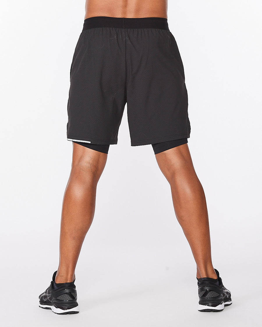 2XU Aero 2-in-1 7Inch Shorts Black/Silver Reflective MR6536B 