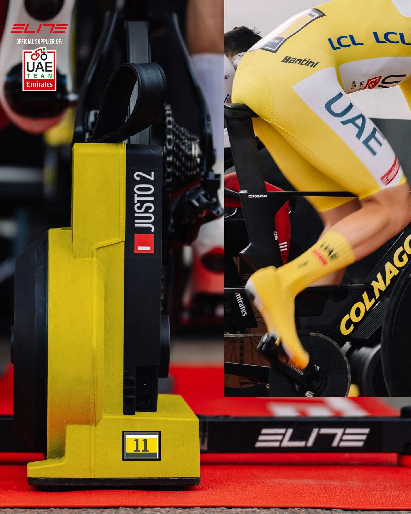 Elite Justo 2 Electromagnetic Direct Drive Smart Bicycle Trainer TDF (Yellow) 0211005Y