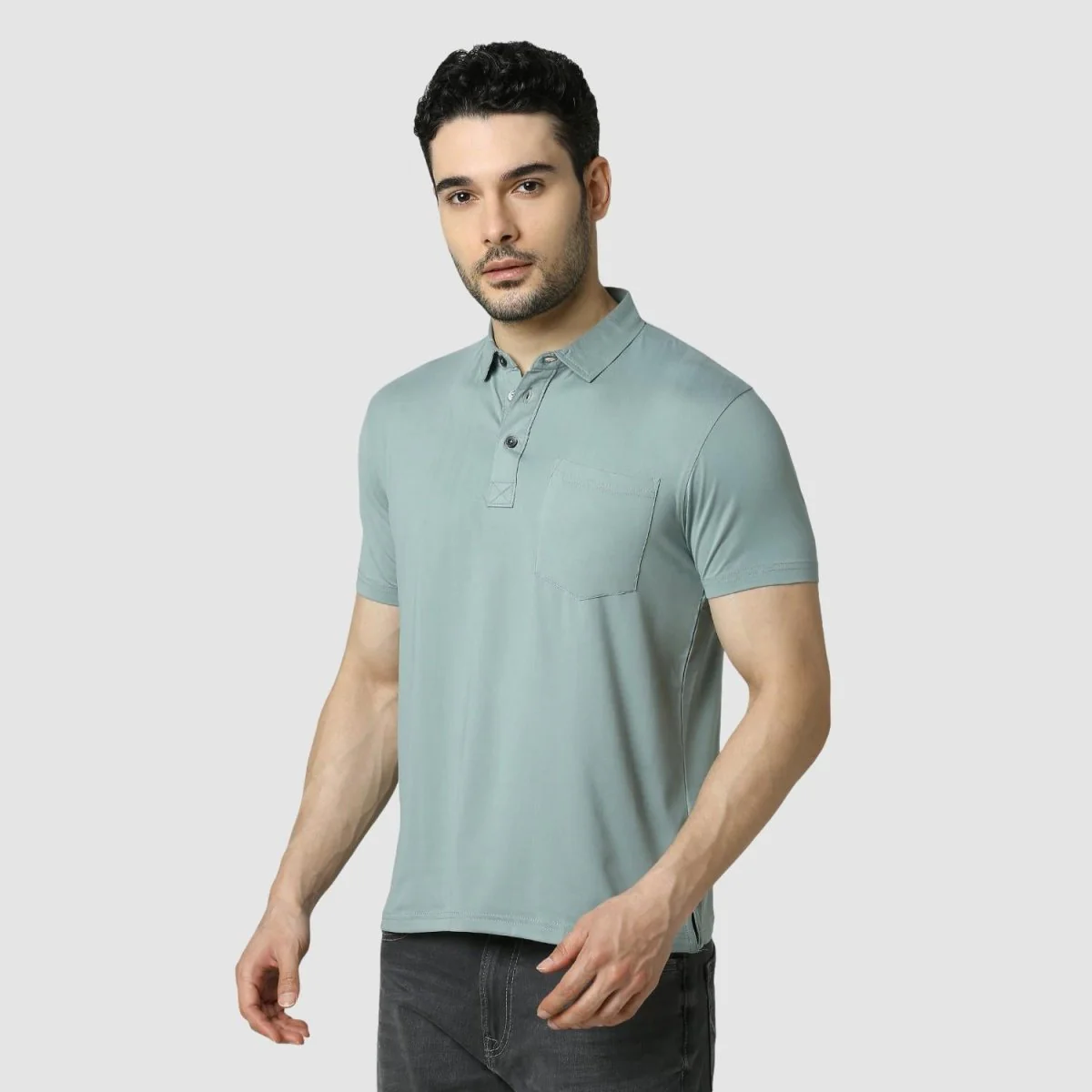 Unirec Feather Touch Solid Army Polo T-shirt Collar With Pocket For Men (Army Blue)