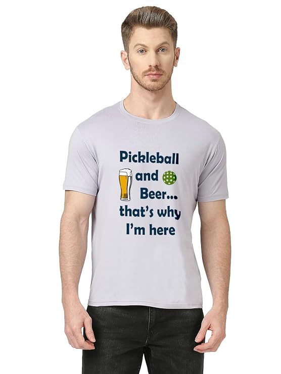 Pickleball- Pickle Ball & Beer Purple Dry Fit T-shirt