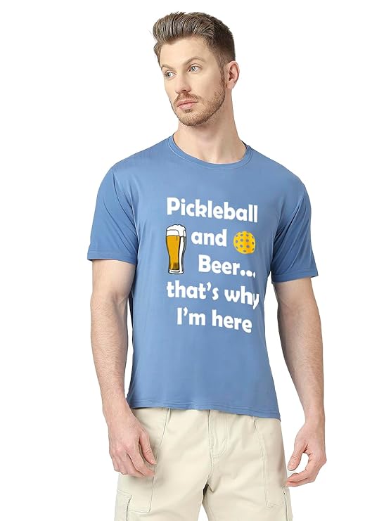Pickleball- Pickle Ball & Beer Blue Dry Fit T-shirt