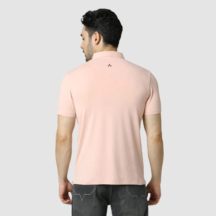 Unirec Feather Touch Solid Army Polo T-shirt Collar With Pocket For Men (Peach)