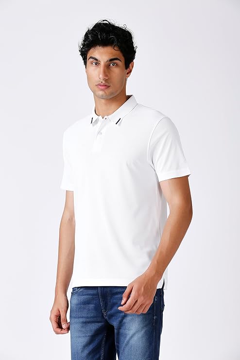 Matte Polo - Ultra Soft Solid Polo With Tipping White T-shirt For Men