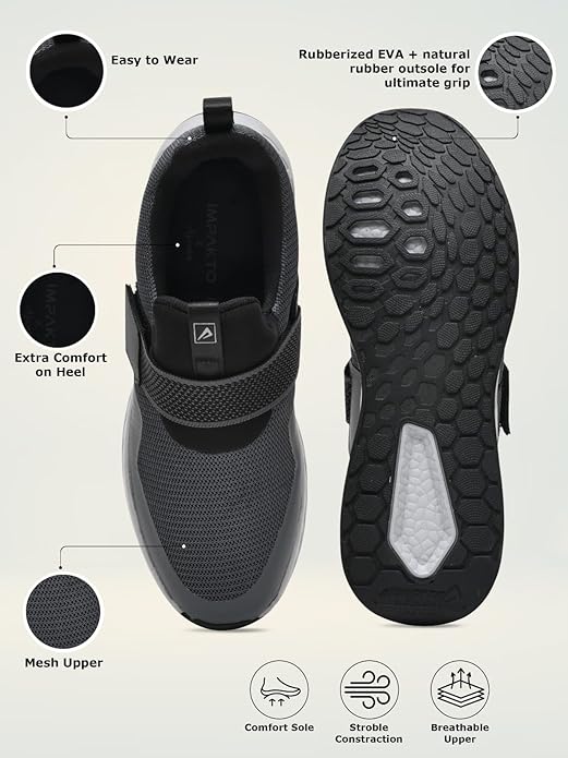 Impakto Eazzy Walkers Sweatproof Jogging Shoes For Men (Grey)