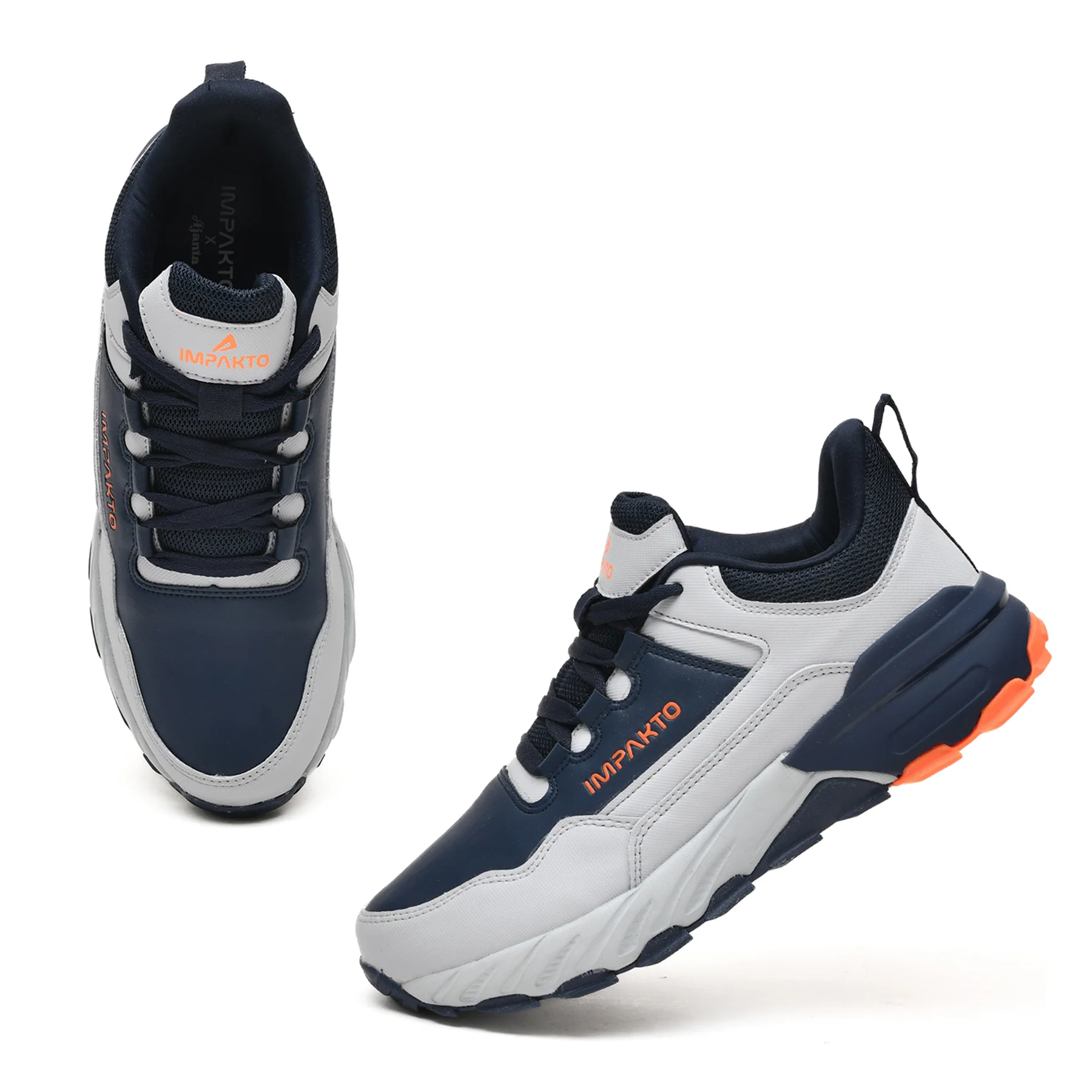 Impakto TerrainMax Trekking & Hiking Shoes (Grey & Navy Blue)