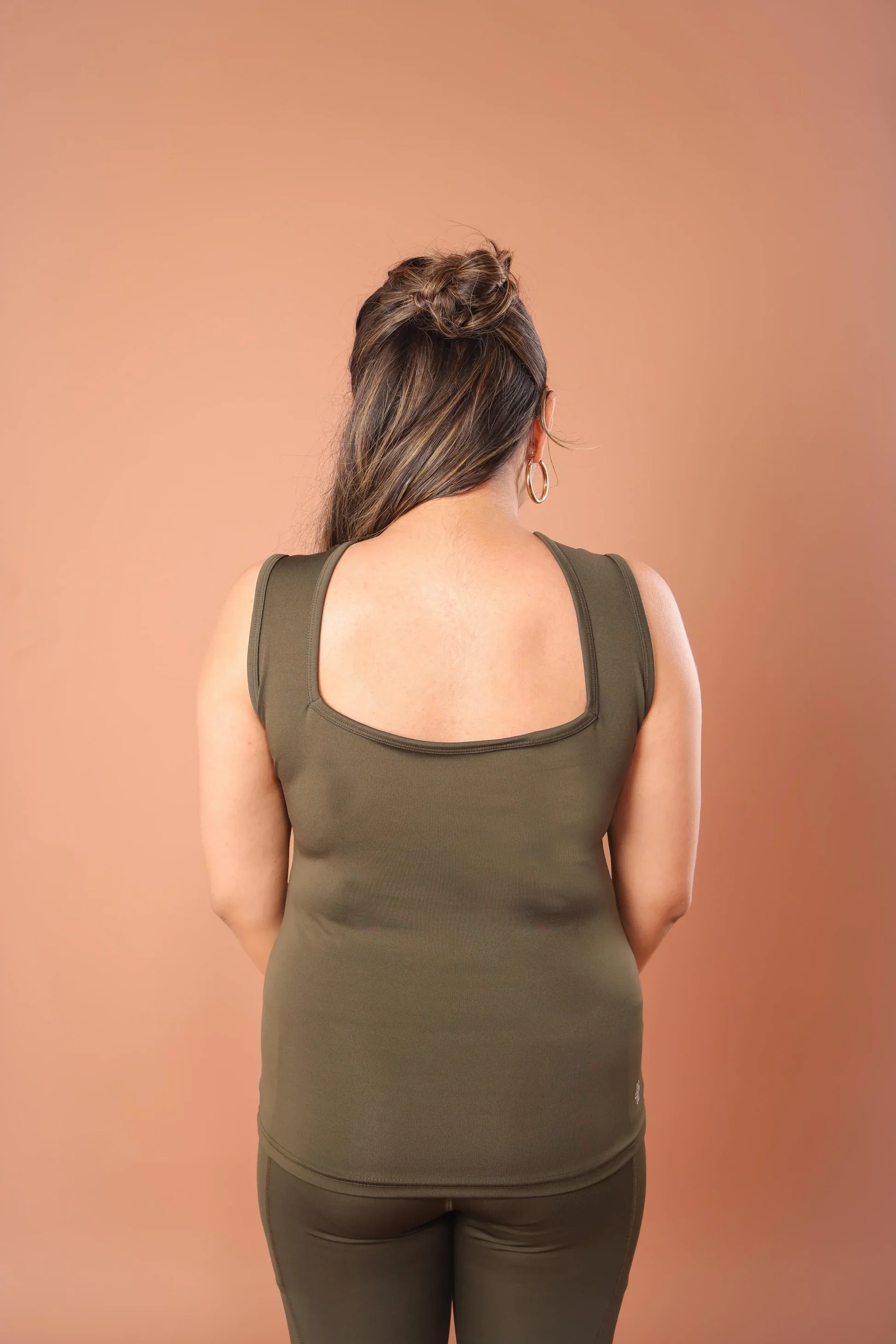 RiACTIVE Elle Woodland-Olive Triangular Neck Tank-Lite