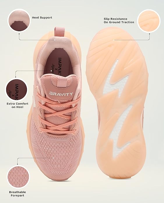 Impakto Gravity Running Shoes For Women (Peach) AS4069