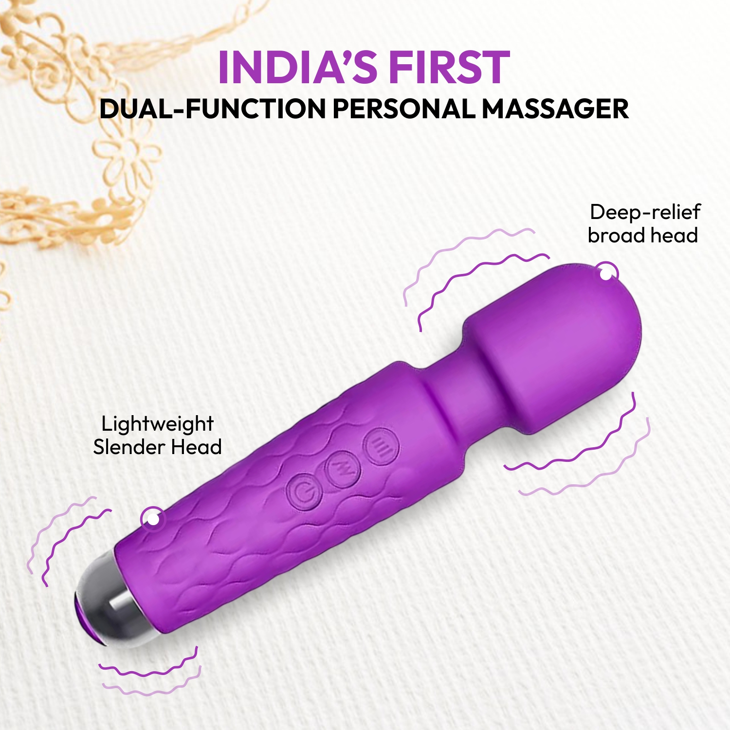 Mildcares Rechargeable Full Body Massager For Men & Women | Powerful Vibrations | 3 Speeds Modes 