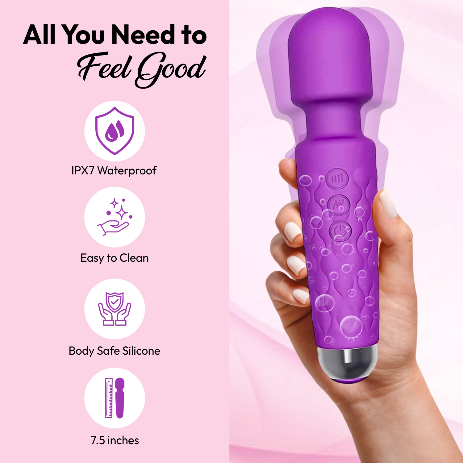 Mildcares Rechargeable Full Body Massager For Men & Women | Powerful Vibrations | 3 Speeds Modes 