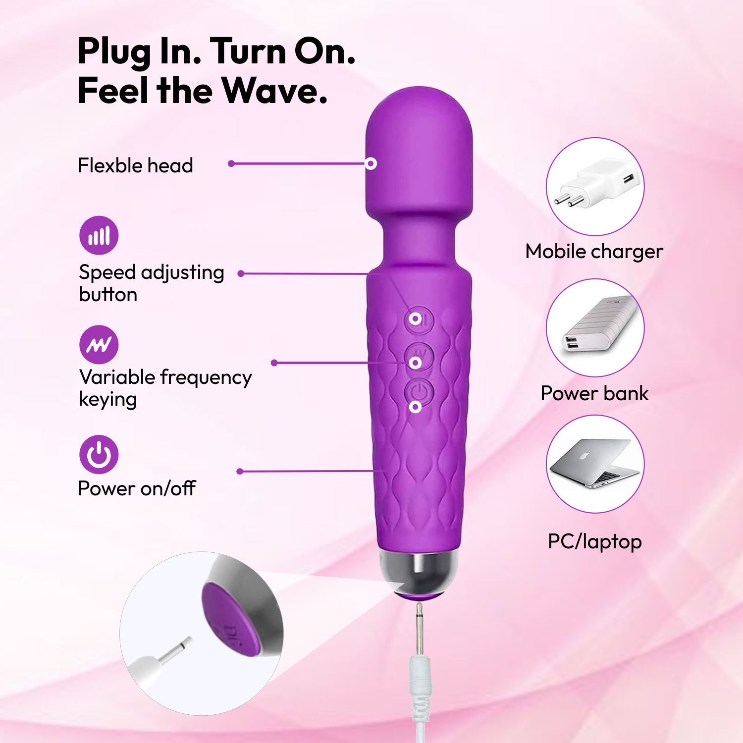 Mildcares Rechargeable Full Body Massager For Men & Women | Powerful Vibrations | 3 Speeds Modes 
