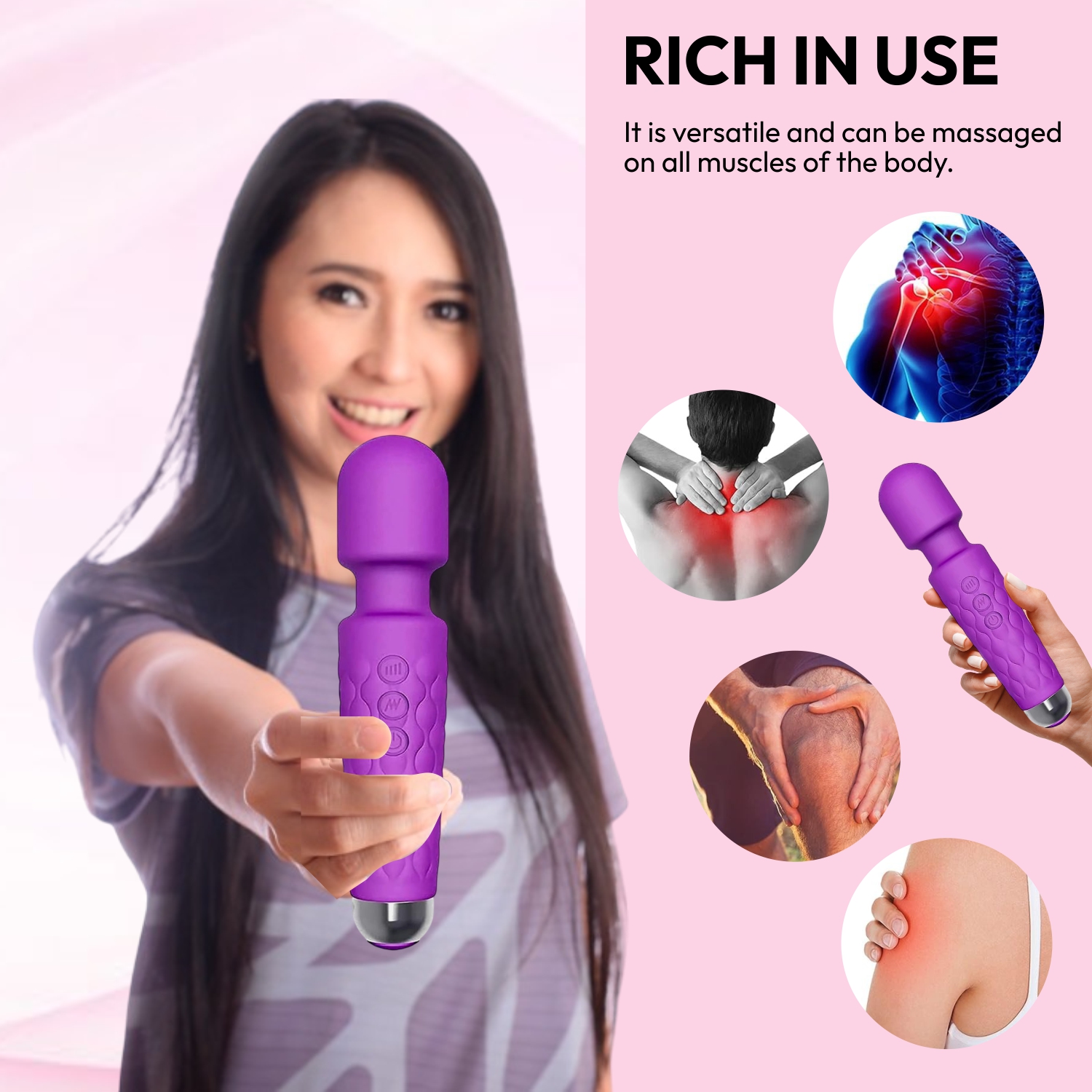 Mildcares Rechargeable Full Body Massager For Men & Women | Powerful Vibrations | 3 Speeds Modes 