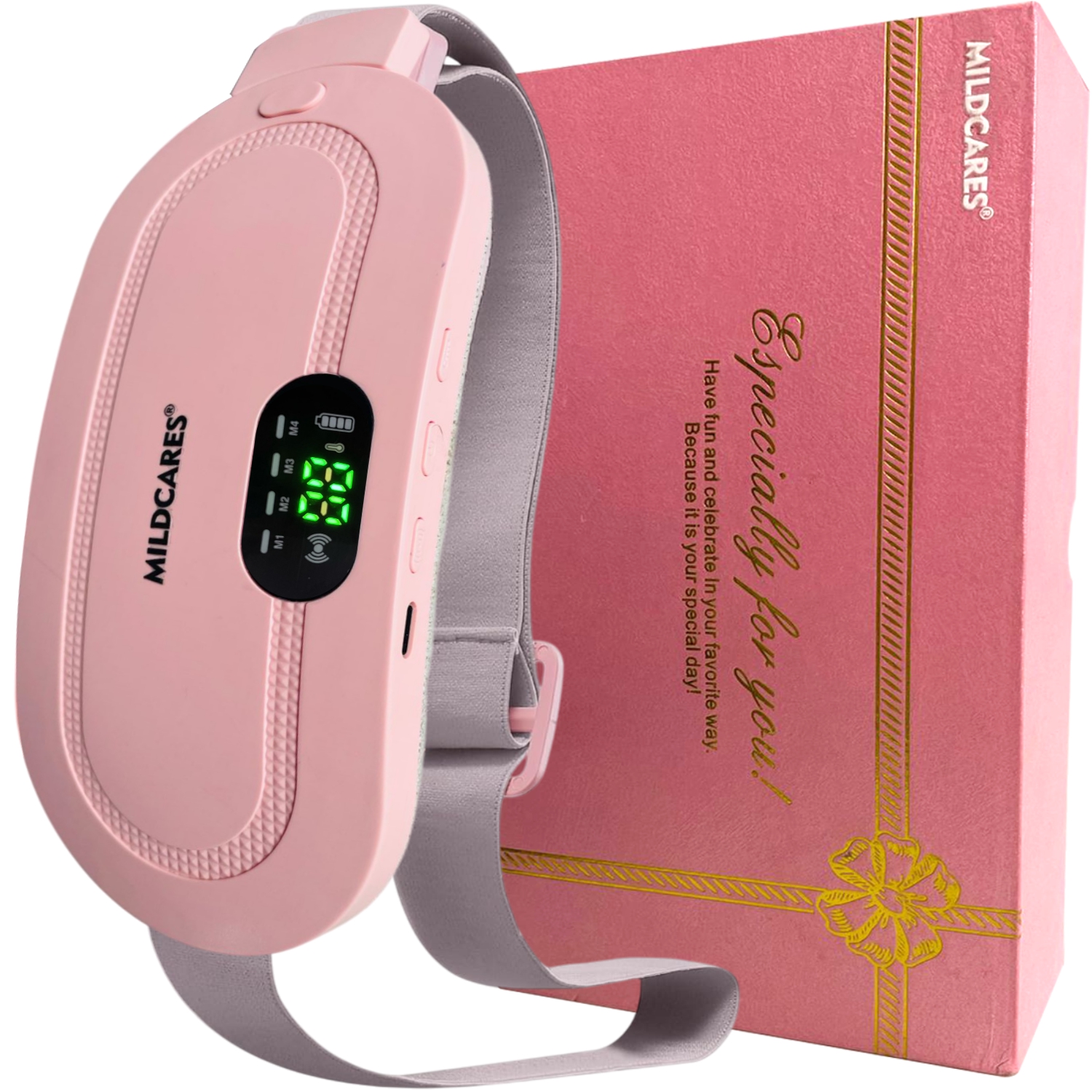 Mildcares Period Pain Relief Massager With Heating Pad | Cordless Menstrual Cramp Belt