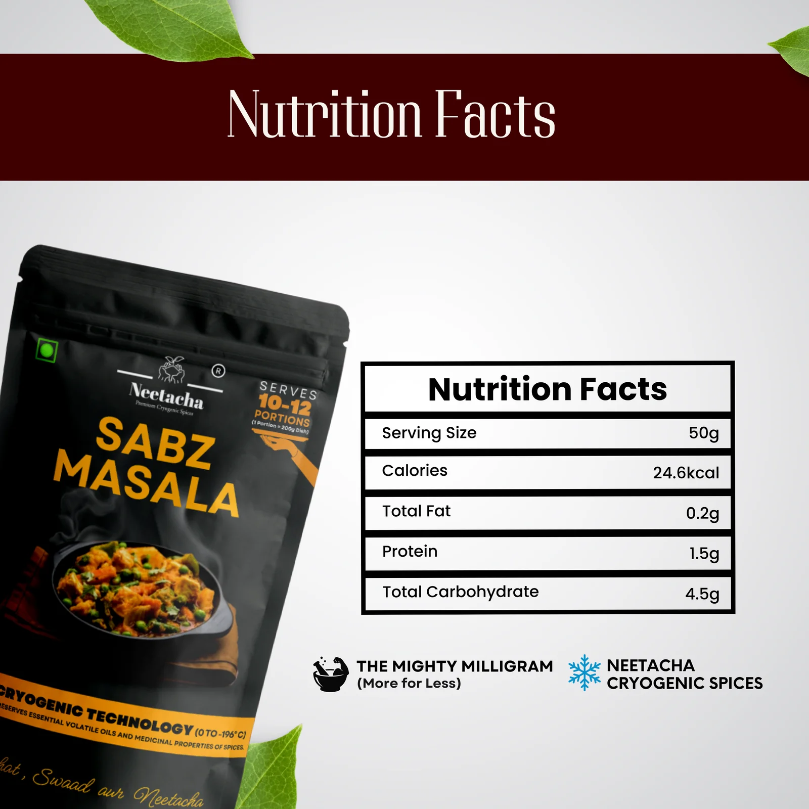 NEETACHA Premium Cryogenic Sabz Masala I 50g