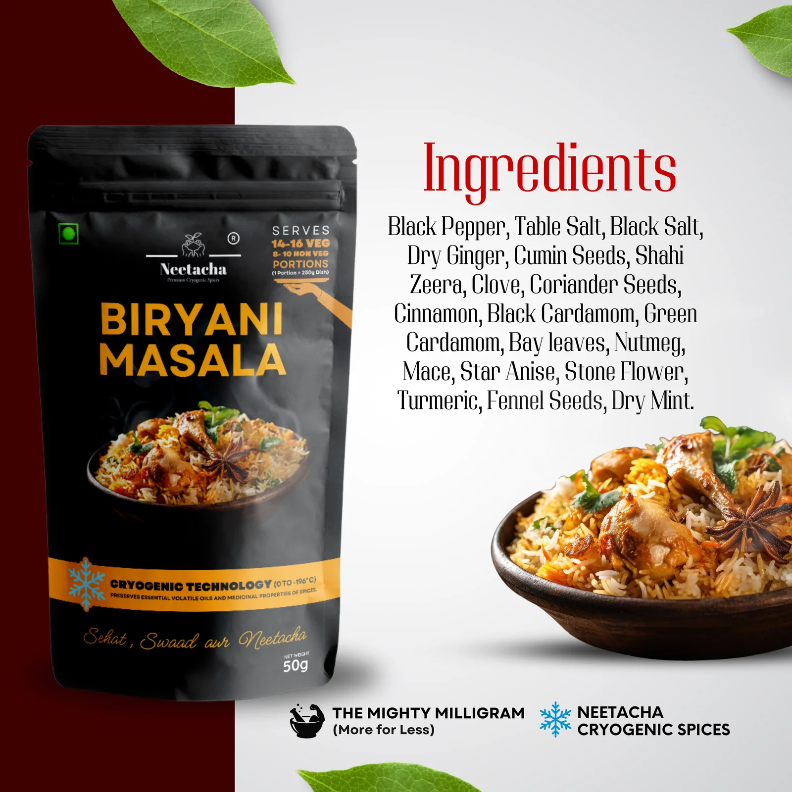 NEETACHA Premium Cryogenic Biryani Masala I 50g