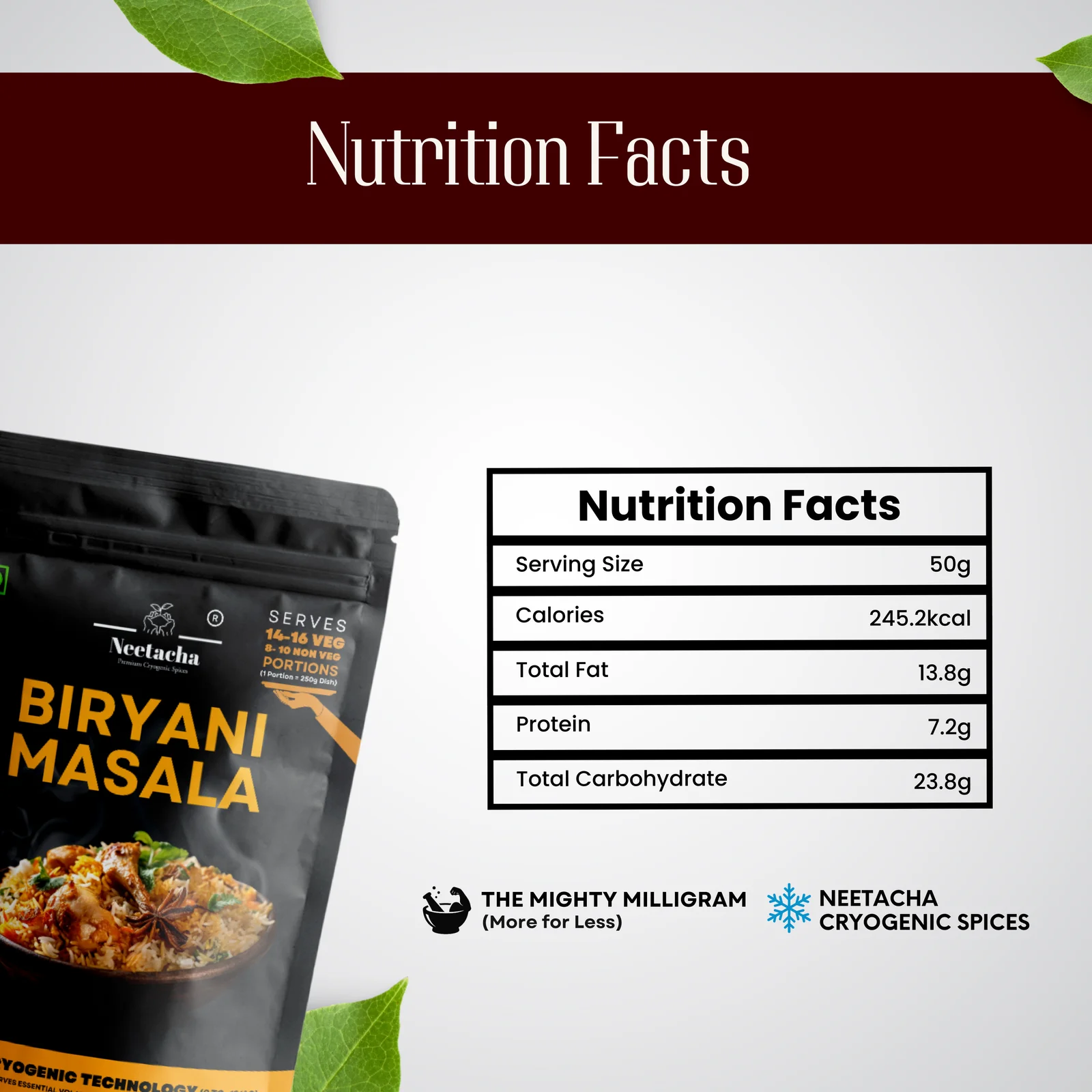 NEETACHA Premium Cryogenic Biryani Masala I 50g