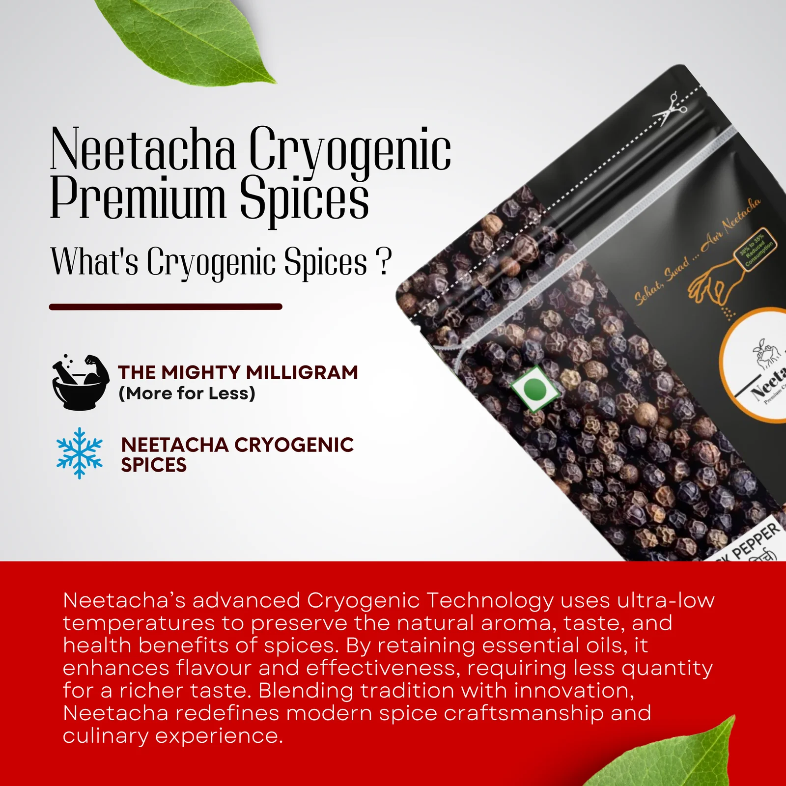 NEETACHA Premium Cryogenic Black Pepper Powder | 50g