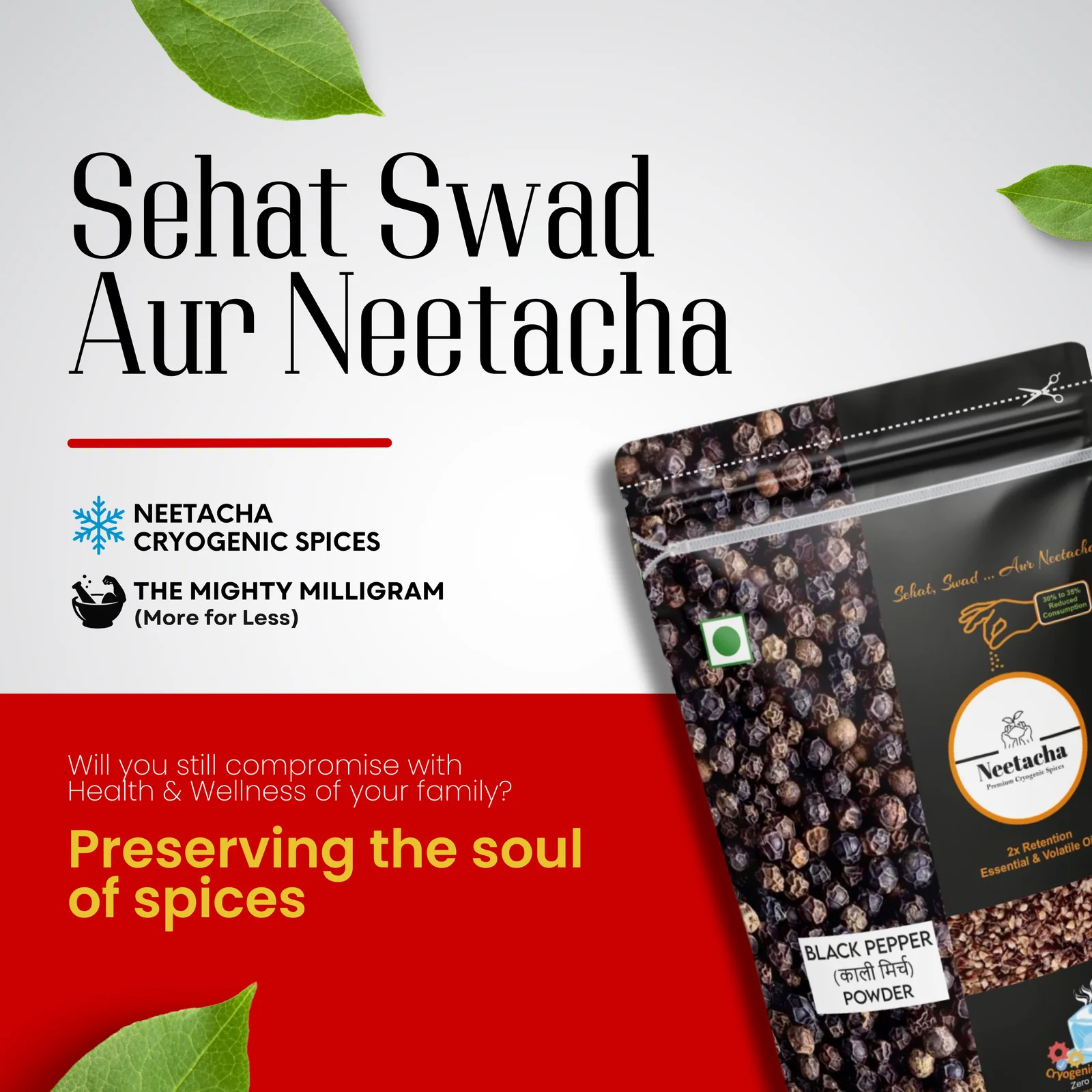 NEETACHA Premium Cryogenic Black Pepper Powder | 50g