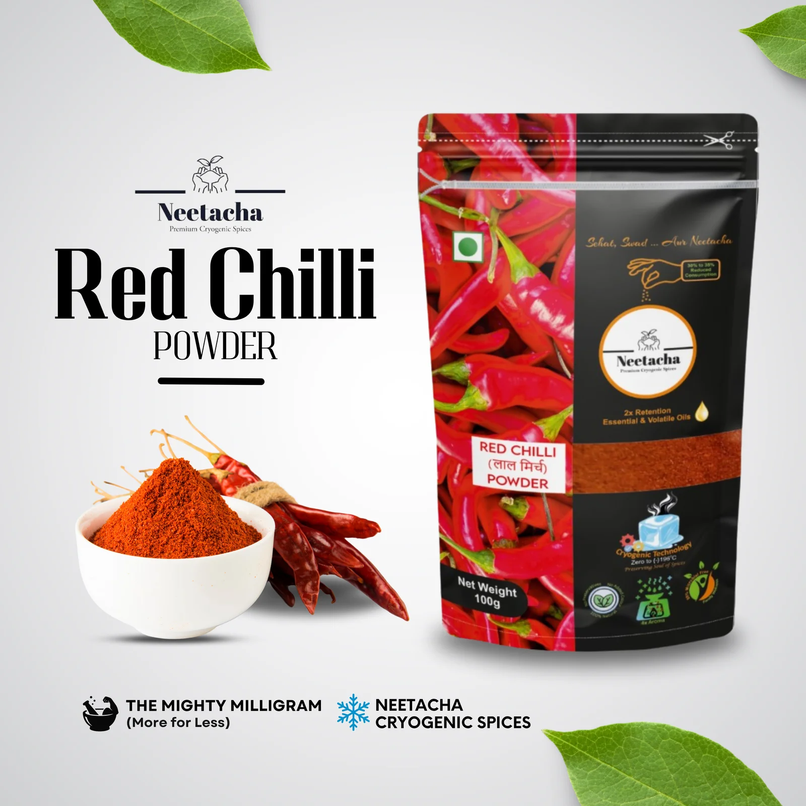 NEETACHA Premium Cryogenic Red Chilli Powder I 100g