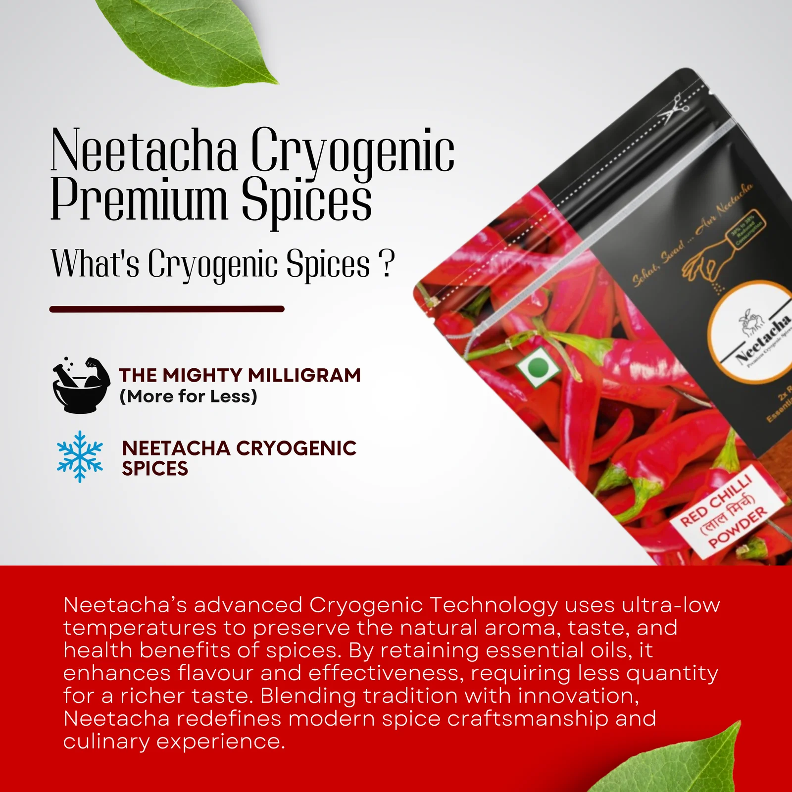 NEETACHA Premium Cryogenic Red Chilli Powder I 100g
