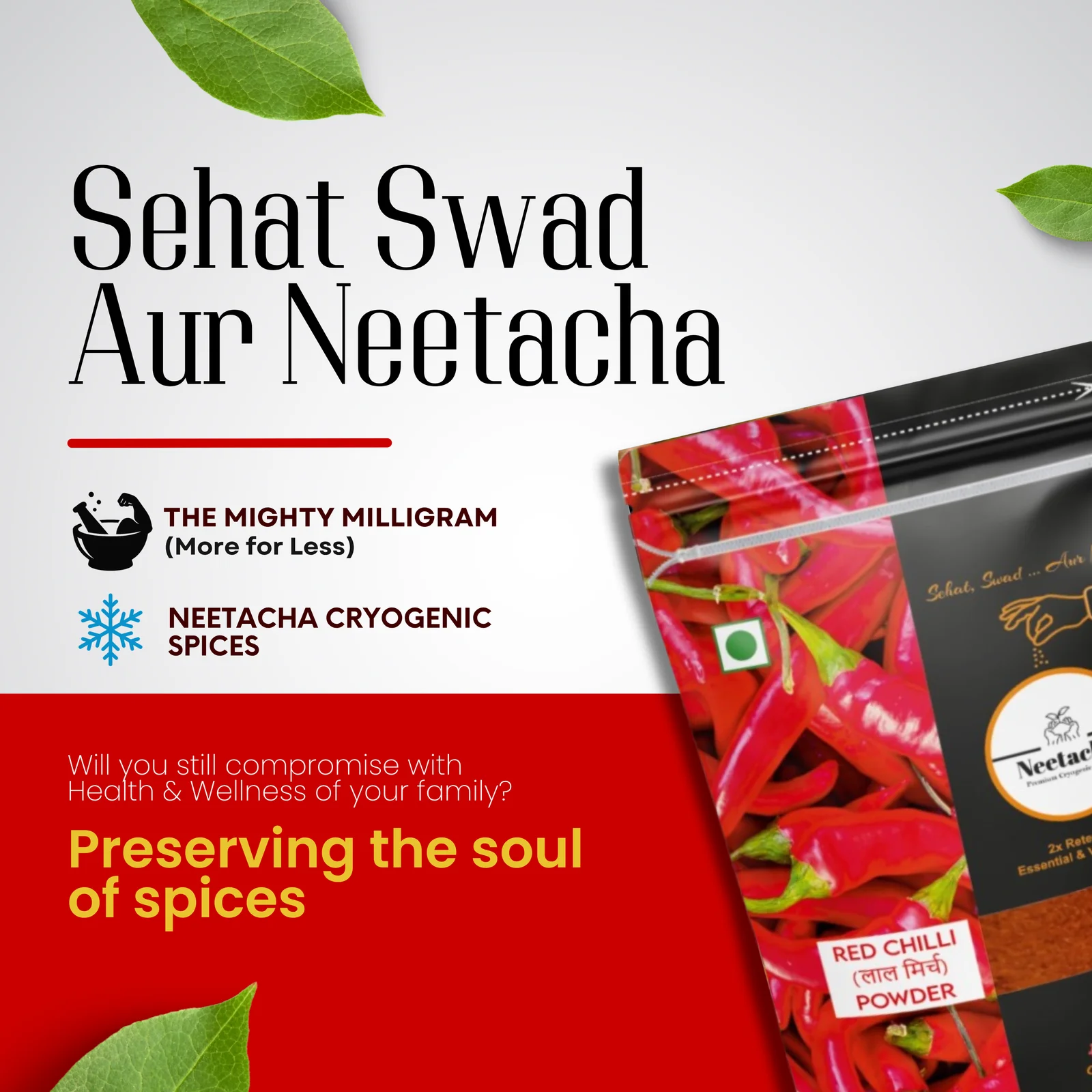 NEETACHA Premium Cryogenic Red Chilli Powder I 100g