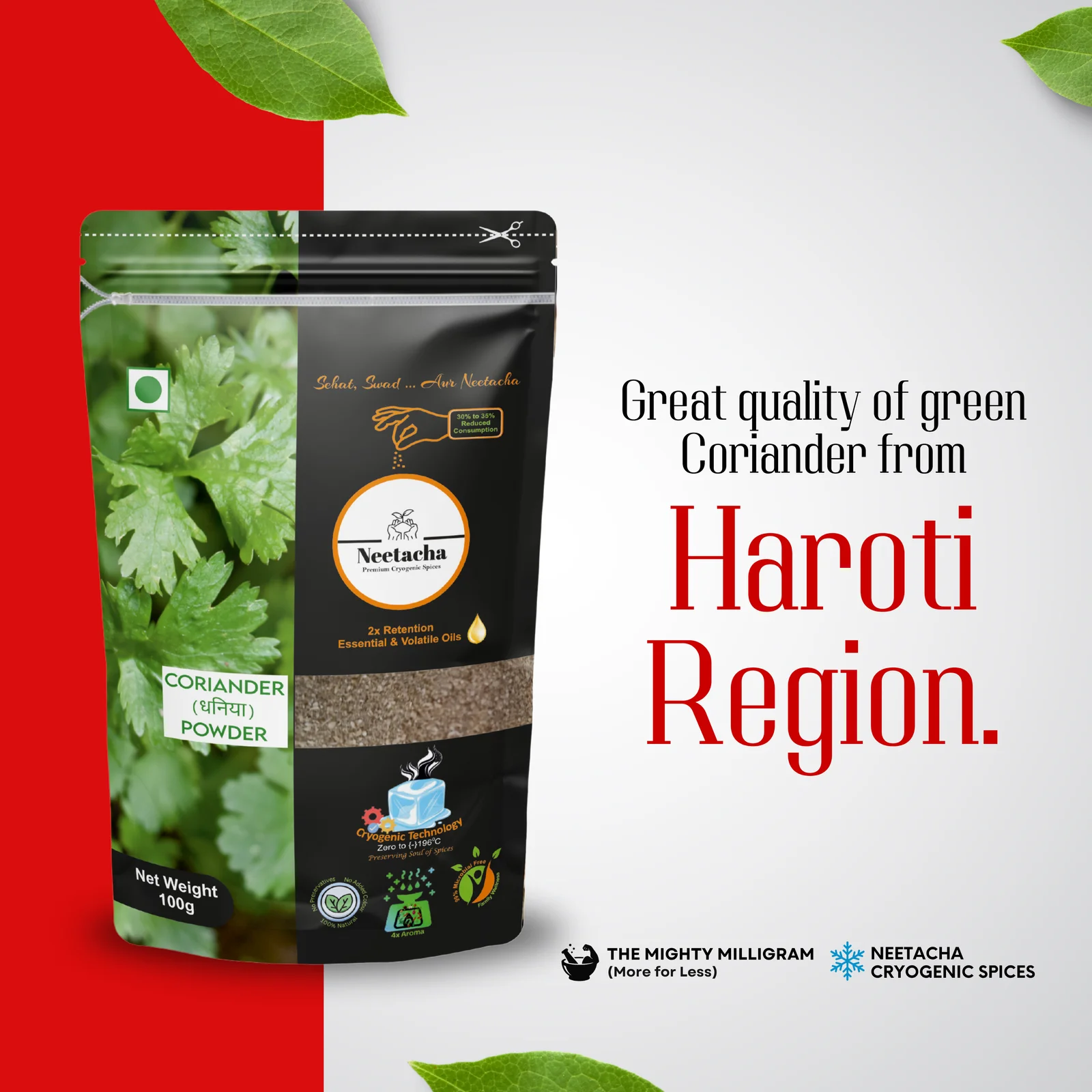 NEETACHA Premium Cryogenic Coriander (Dhaniya) Powder I 100g